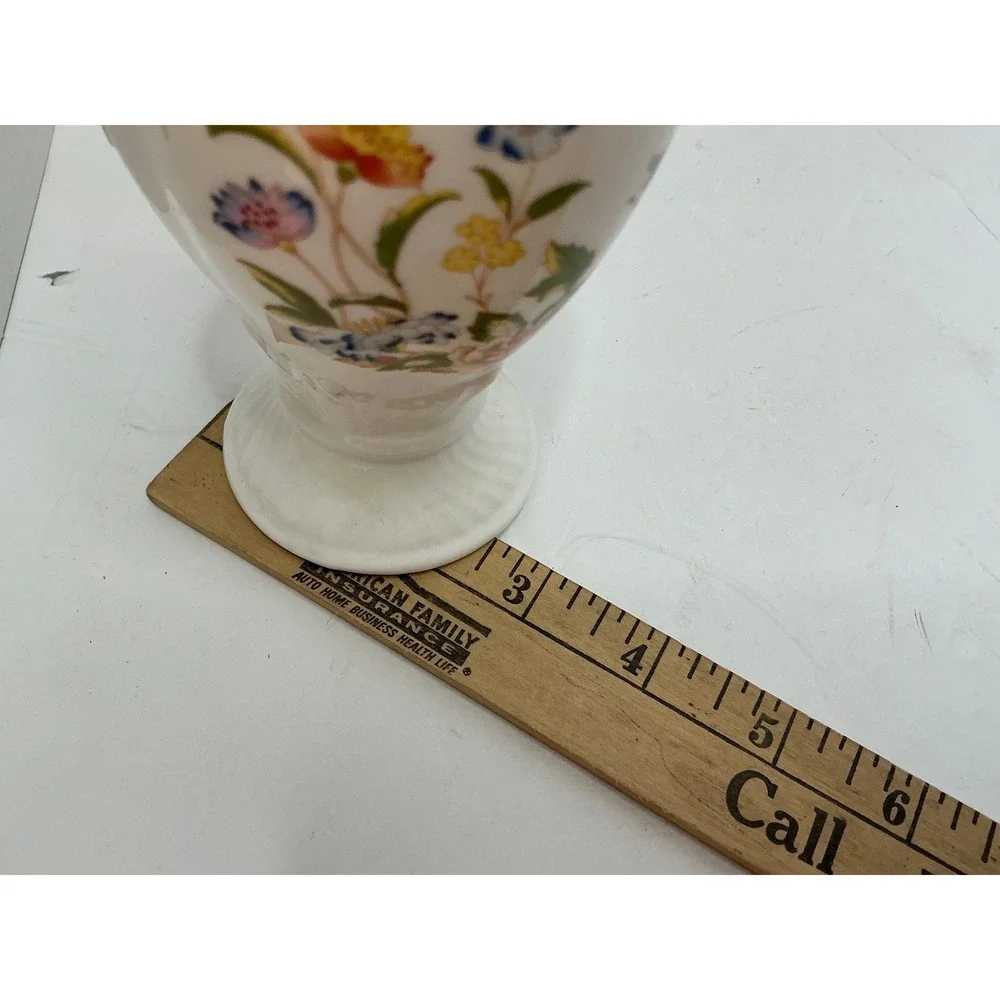 Aynsley Vintage Cottage Garden Vase Butterfly Floral Bone China 7in English Styl